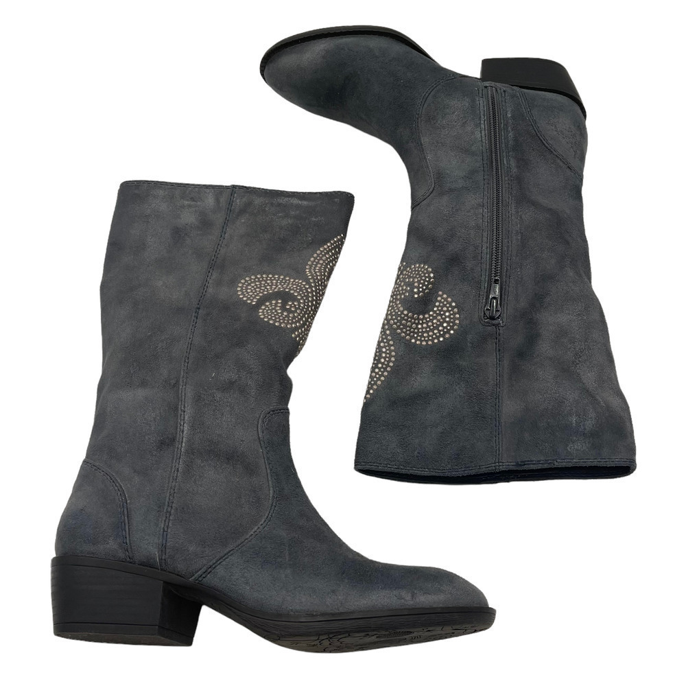 Kathy Van Zeeland Women's "Wind" Faux Suede Fleur De Lis Studded Boots - Picture 3 of 6